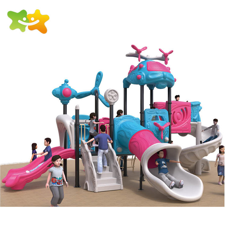 Anti Static Outside Playground Equipment With Children Plastic Slide Sets Toys
