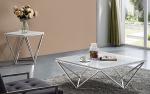 Unique Diamond shaped Stainless Steel Base Marble Top Console Coffee Tape
