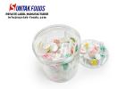 Bottle packing two layers colors sour fruity flavors smile candy