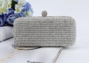 Quality Gorgeous Acrylic Diamond Silver Mesh Evening Bags For Dinner Party wholesale
