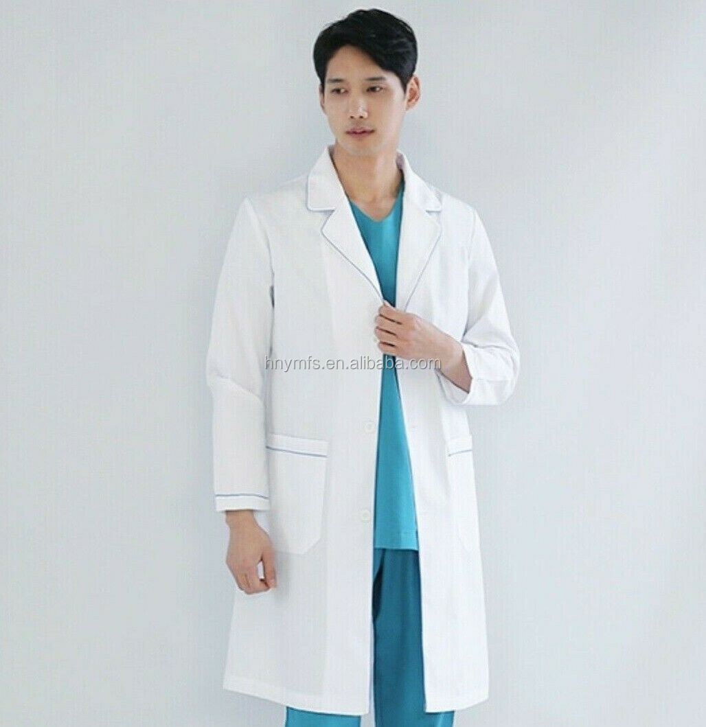 Hospital Operating Surgeons Medical Lab Coat Long Sleeve 100% Cotton