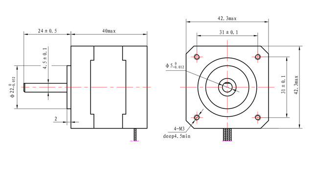 4 Lead Wire NEMA 17 Stepper Motor 42X42X40mm 2.0A 0.45N.m For DIY 3D Printer CNC XYZ Printer