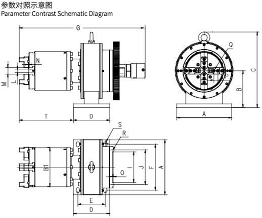 4 Jaw Solid 500rpm CNC Rotary Chuck Large Clamping Force