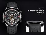 KINYUED J019-4 Private Label Black Case Black Dial Genuine Leather Auto Date
