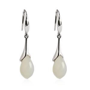Quality 925 Silver Natural Jade Drop Earrings(E20180101) wholesale