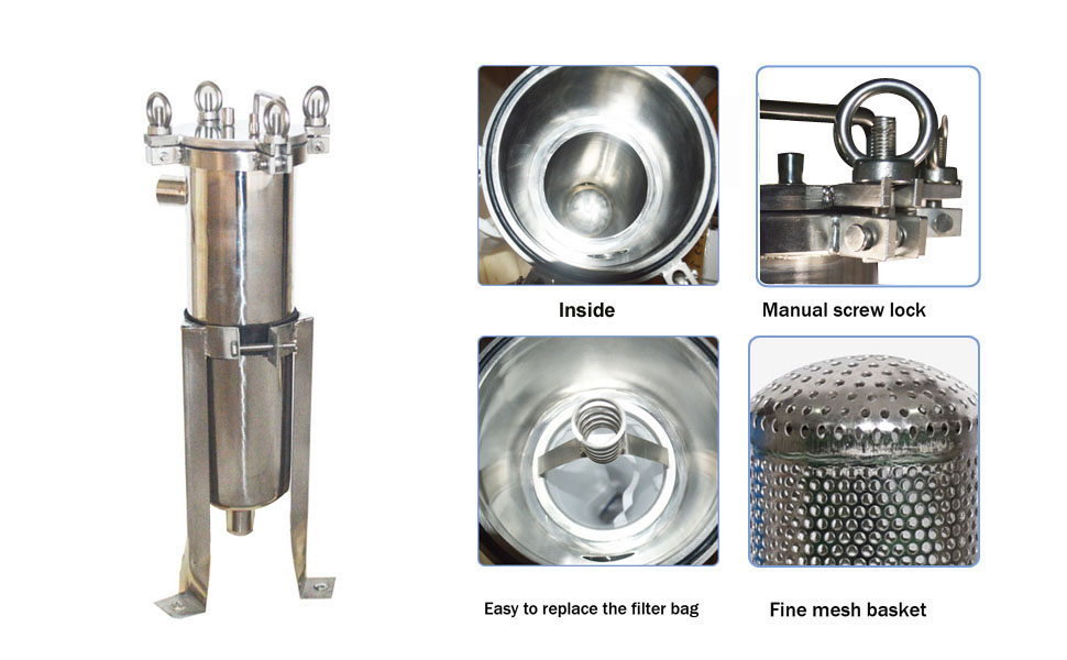 62KG Weight 304 Stainless Steel Bag Water Filter for Hotels 2.7 sq ft Filtering Area