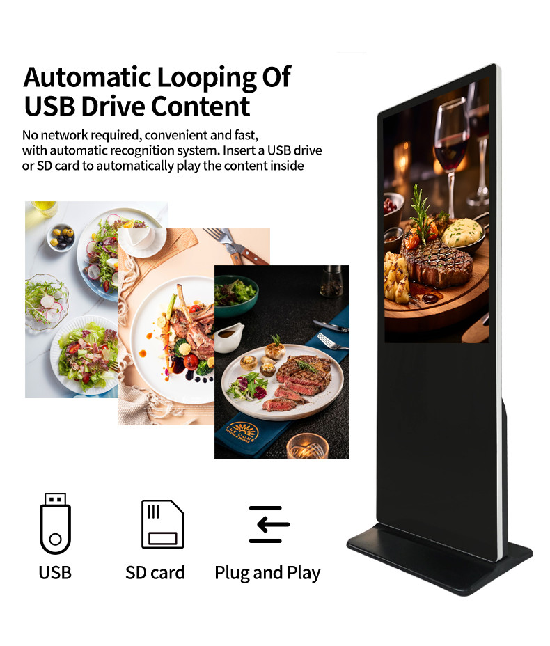43" Indoor Floor Standing Digital Signage 6ms Response Time With 2k Resolution
