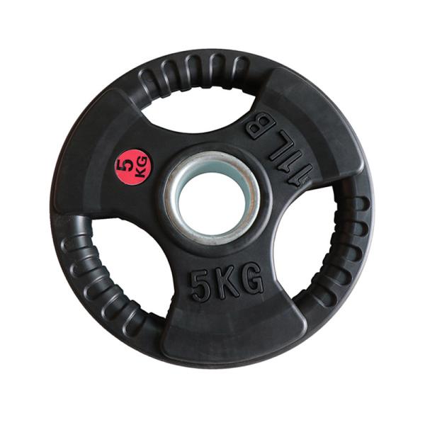 Black Gym Fitness Workout Accessories / Fixed Rubber Weight Plate For Body