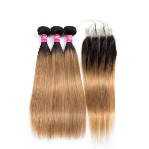 Quality Natural Cambodian Hair Weft Silky Straight 1B / 30# Color With Bundles wholesale