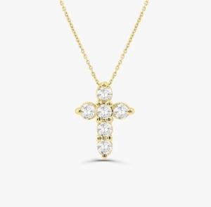 Quality Druzy Stone Diamond Cross Necklace Round Brilliant Cut 925 Silver Cross Pendant wholesale