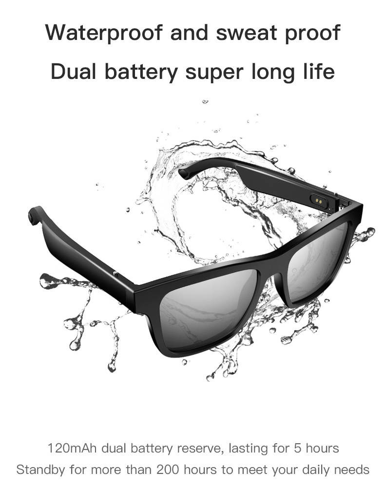 Audio Glasses Bluetooth Sunglasses UV400 Protection Dual Stereo Speaker For Men