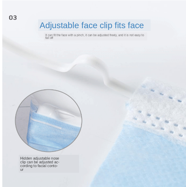 White Blue Disposable Non Woven Face Mask Ear Hook Headband Adjustable