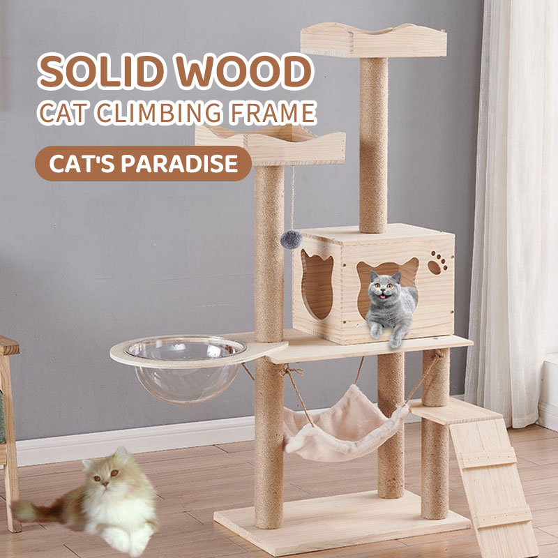 Advantageous Multifunctional Wooden Cat Climbing Tree with Customizable Design and Scratching Post Tower Platform