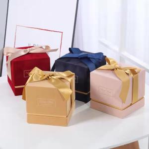 Quality Square Velvet Jewelry Gift Box Xmas Packaging For Candles Cosmetic Perfume wholesale