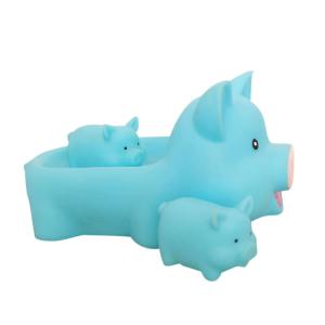 Quality Eco - Friendly Custom Floating Children'S Bath Toys Blue Cute Bath Pig Set Toy wholesale