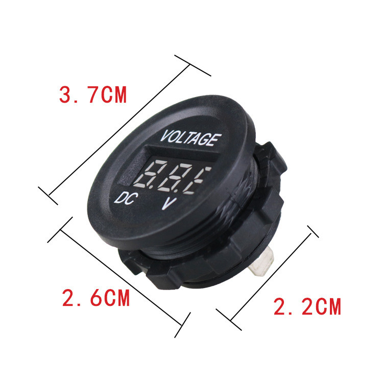 Waterproof Round Motorbike Volt Meter , Mini 12v Led Voltmeter