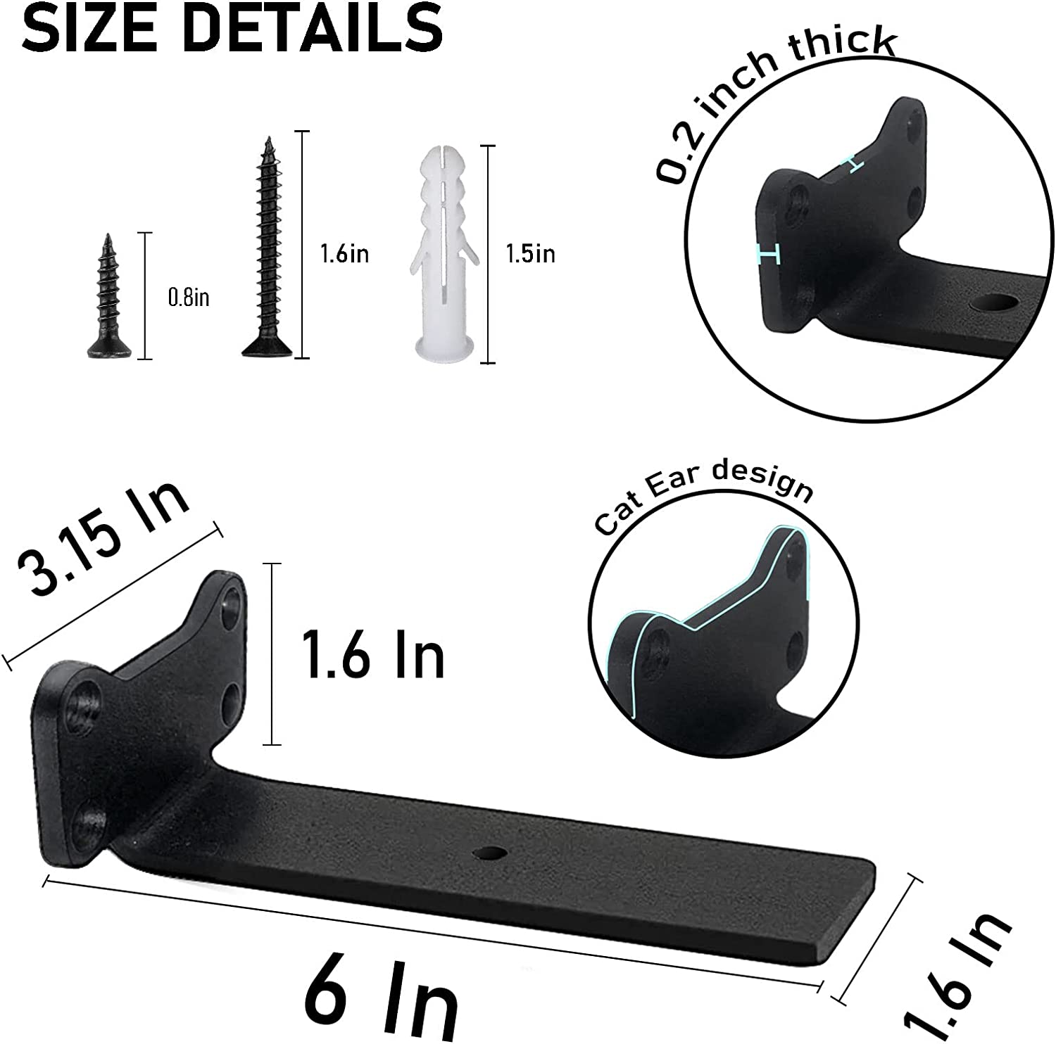 6 Inch Heavy Duty Wall Mounted Hidden Brackets Wall Mount Bracket for Floating Shelf