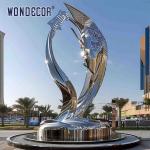 Large outdoor square forged metal modern irregular geometric stainless steel