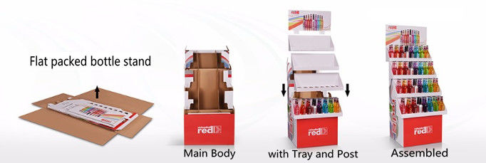 Free Standing Cardboard Floor Displays 2 Layers Side Panel Cardboard Store Displays