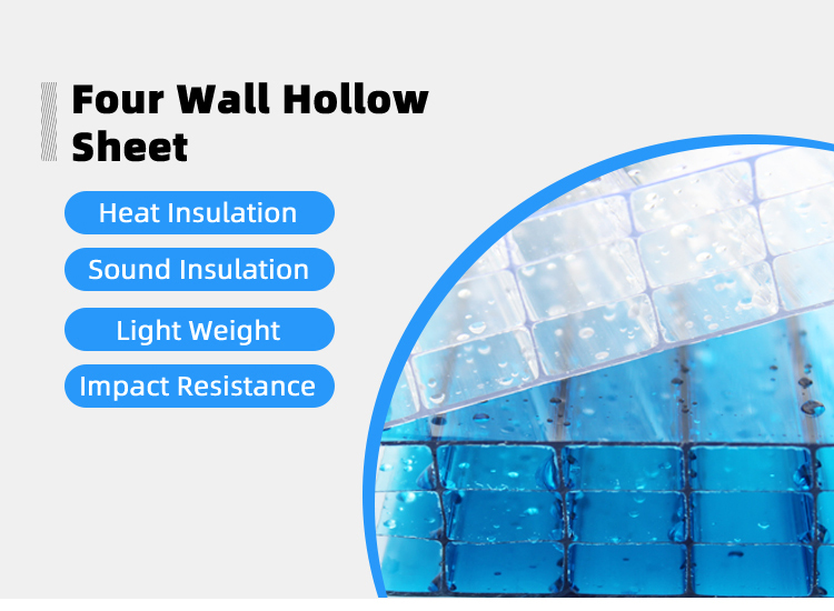 Easy Installation High Impact 16mm Thickness Four Wall Polycarbonate Sheets Laminate Sheet for White Board