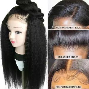 Quality Yaki or Kinky Straight Hd Swiss Lace Frontal Wigs Human Hair Wigs Lace Front Brazilian Full Lace Front Wigs for Black Women wholesale