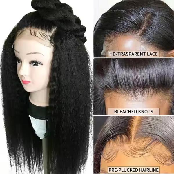 Yaki or Kinky Straight Hd Swiss Lace Frontal Wigs Human Hair Wigs Lace Front
