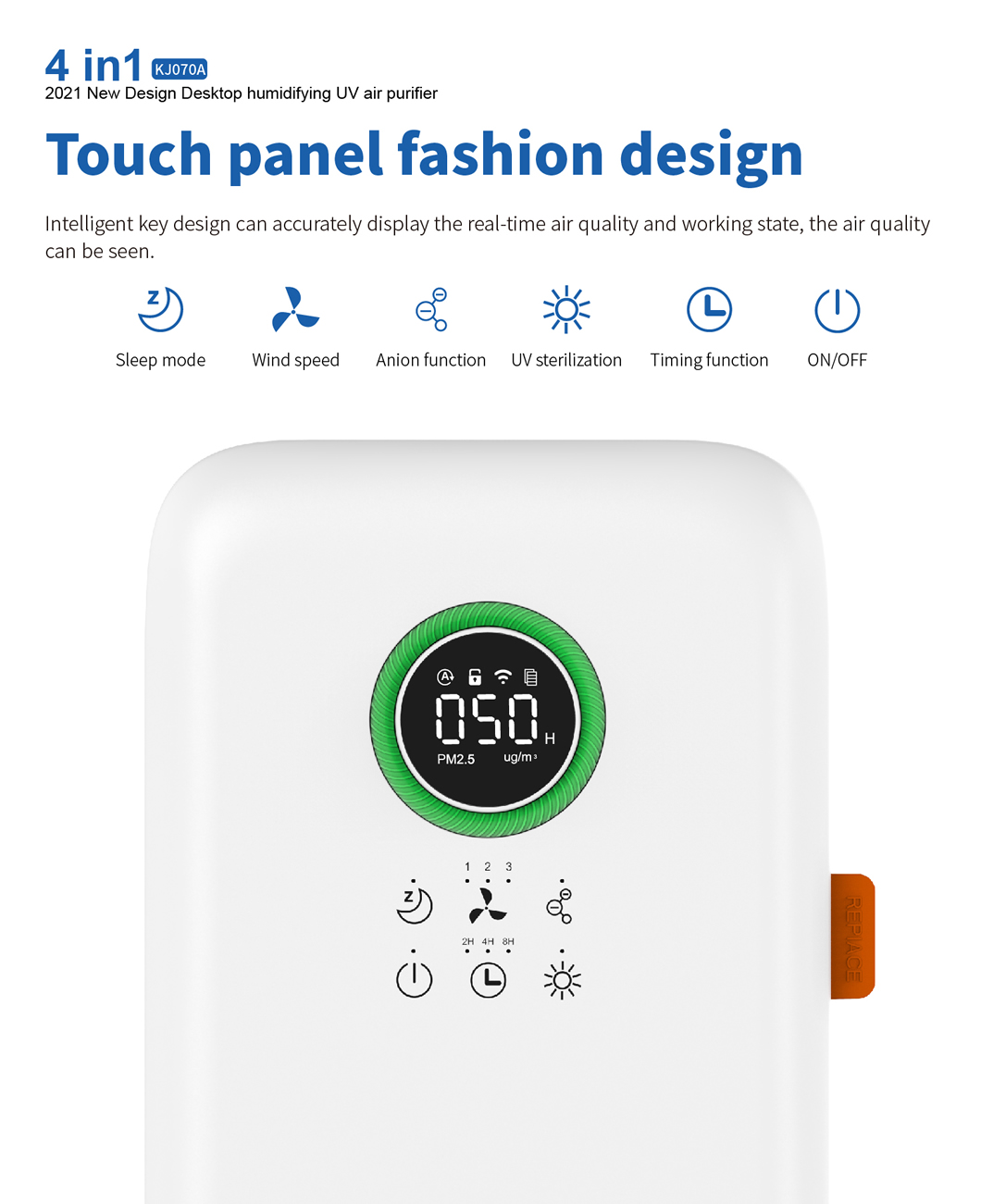Homefish OEM UV Hepa Air Purifier Negative Ions Air Cleaner Ture Hepa Filter Desktop Tuya Wifi Air Purifier With Humidification