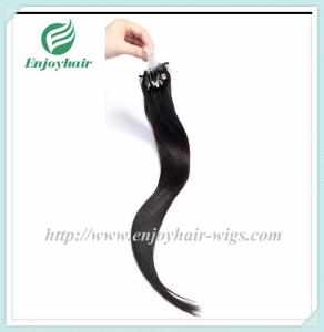 Quality Micro ring loop hair extensions 16&quot;-26&quot;L brazilian remy hair 1B# color hair wholesale