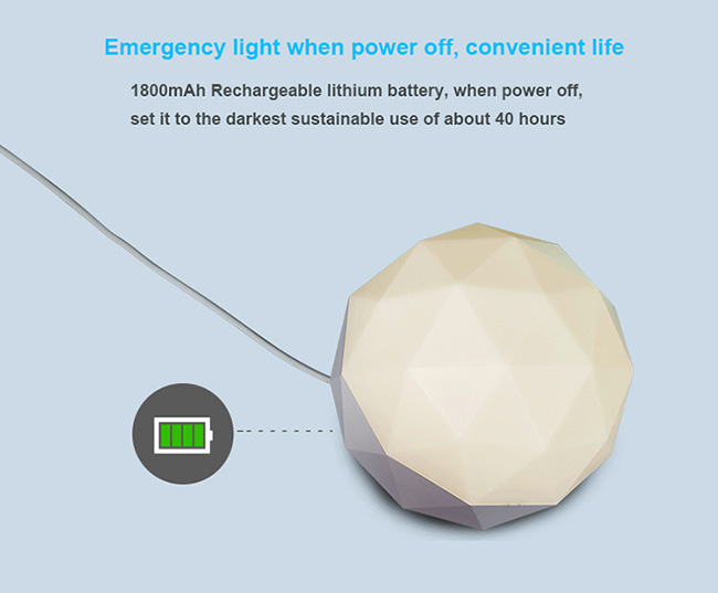 Childrens Night Light Voice Controlled Diamond Lamp With 1200mAh Rechargeable Battery