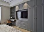 2024 Popular Gray Shaker Door Wardrobe Modern Wood Style for Home Cloth Shelf