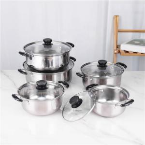 Quality Glass lid 5pcs pot set stainless steel 410 cookware set wholesale