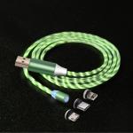 Phone Magnetic Flowing Led Micro Usb Cable , Led Magnetic Usb Cable 3 In 1