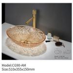 Crystal Tempered Glass Bathroom Countertop Sinks Round SDAYI Italy Design