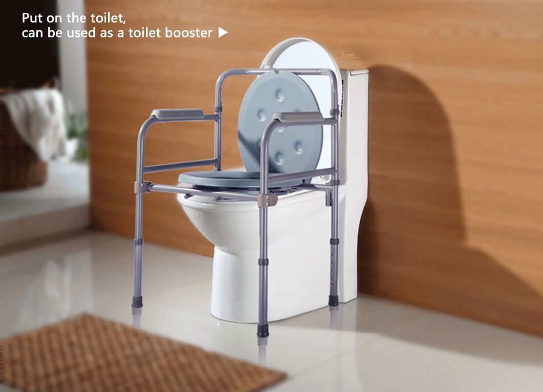 Height Adjustable Hospital Bathroom Folding Steel Toilet Chair Shower Seat