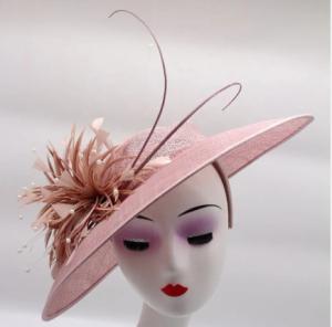 Quality Party decoration sinamay hat with feather flower and headband wholesale