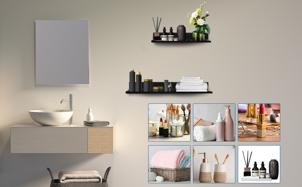 Space-saving Wall Mounted Bathroom Shelves for Storage or Display Strong and Stable