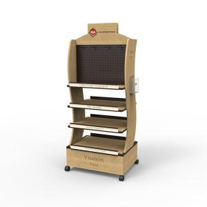 Quality Light Duty Wooden Display Stand Serum Set Display Rack Wood With Casters wholesale