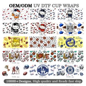 Quality Hello Kitty Custom Logo UV DTF Transfer Cup Wrap Stickers For Glass Tumblers And Rugby Sports Balls wholesale