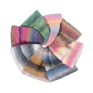 Quality Cross border tie dye gradient knit hat Rainbow warm thick woolen hat wholesale
