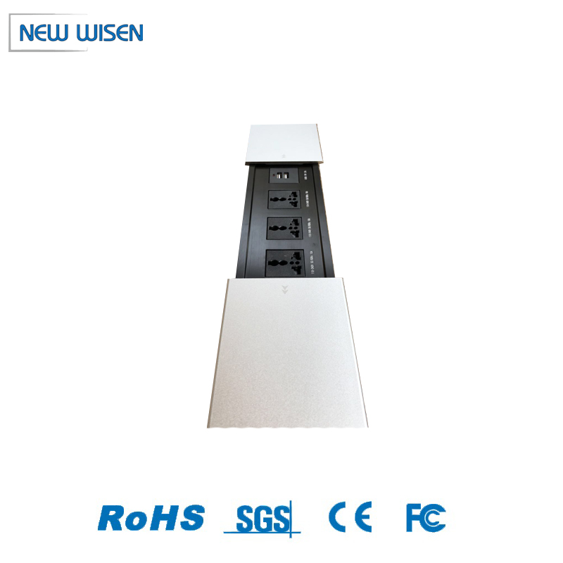 220V Sliding Power Outlet Strip Desk Mounted Sockets Custom