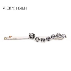 Quality VICKY.HSIEH Silver Tone Crystal Rhinestone Pave Wave Hair Clip wholesale