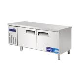 Stainless steel commercial refrigerator workbench in the back kitchen of hotel