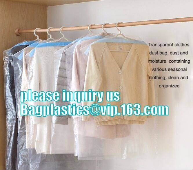 commercial clear pe ldpe poly hotel laundry roll up suit garment packaging dry cleaning cover plastic polythene bag for