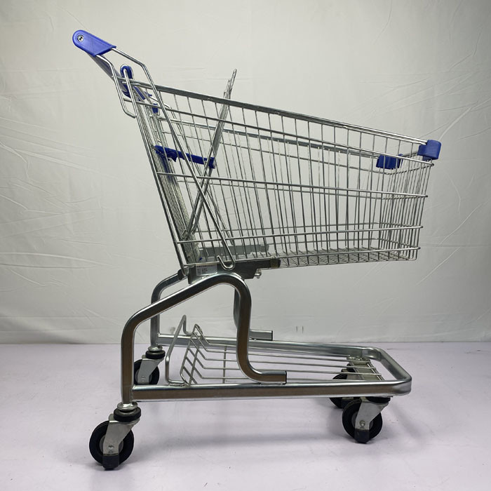 German Style 100L Convenience Retail Chain Supermarket Metal Trolley with 3 Blades Elevator Wheels Manufacturer