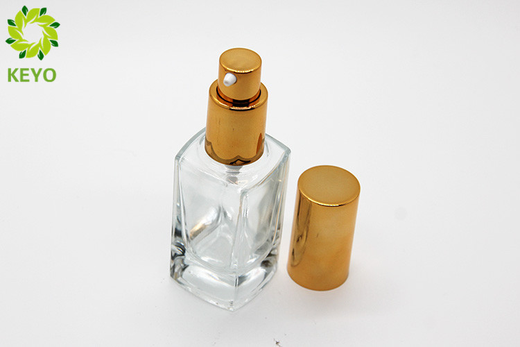 Customized Clear Glass Foundation Bottle Square Shape Capacity 30ml