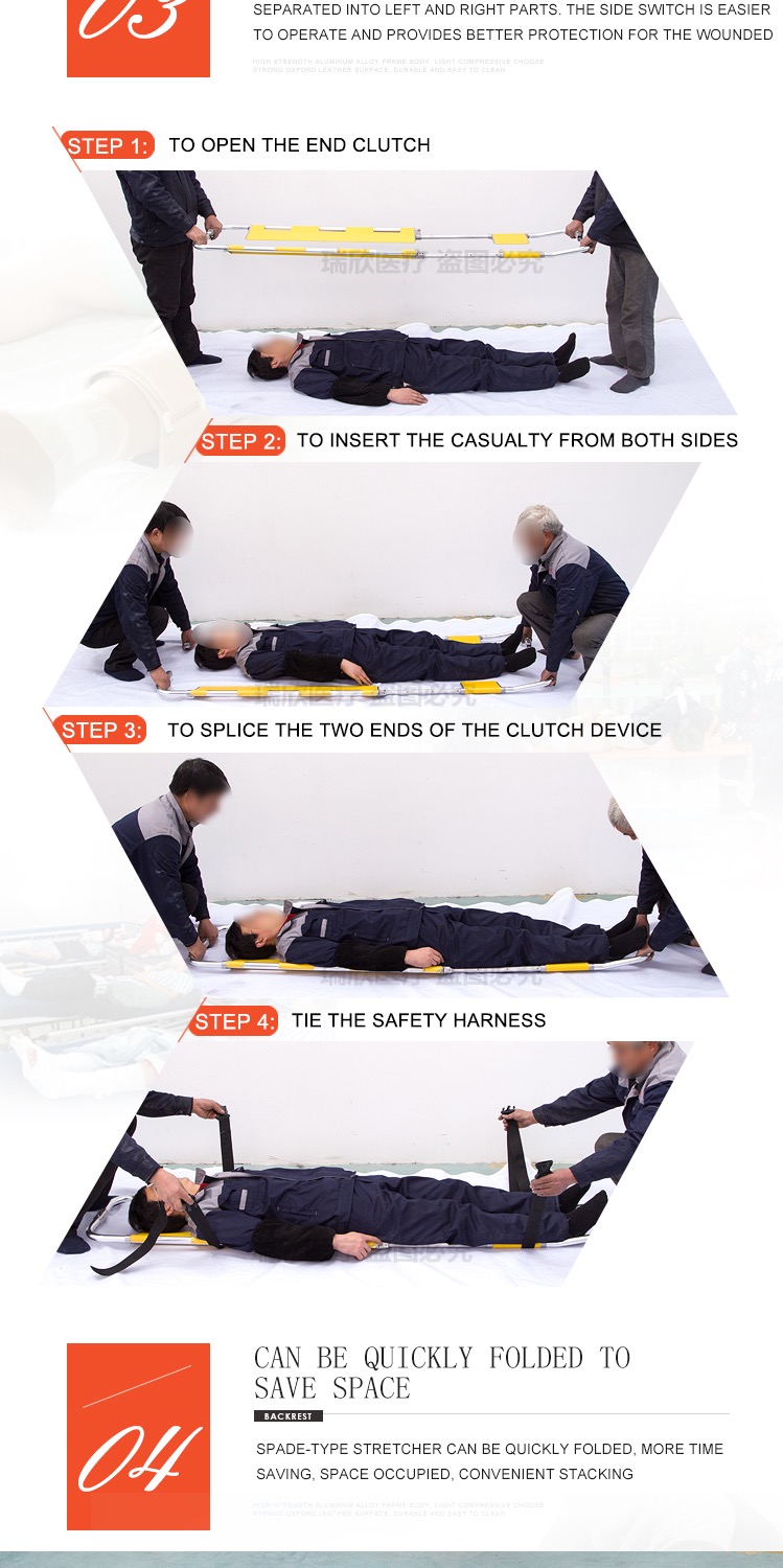 Multifunctional Ambulance Scoop Stretcher For Spinal Immobilization Foldable