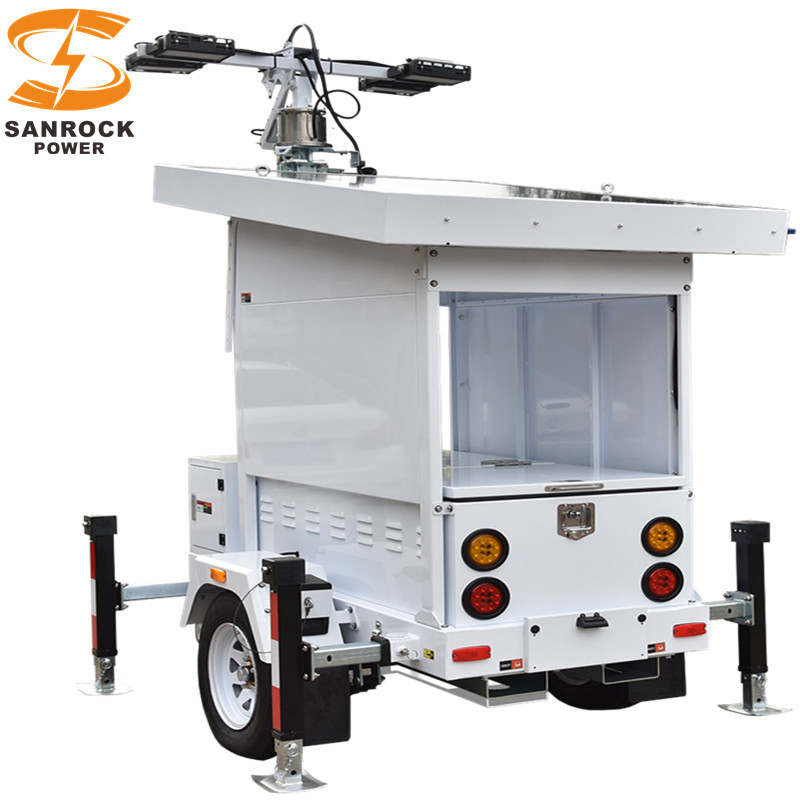 1305W Mobile Solar Light Tower Trailer Mounted Lighting Tower US / AU / EU Standard