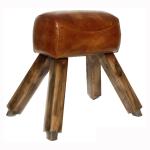 Retro Industrial H82cm 4 Legged Wooden Stool Defaico Furniture