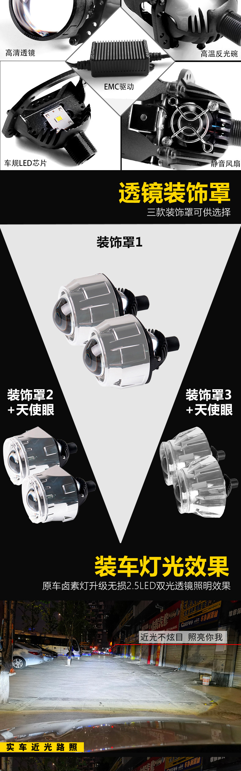 ETClite 16000Lm Super Bright Canbus Projector Led Lens 2.5 inch Led Headlight Bulbs 150W Hi Car Light
