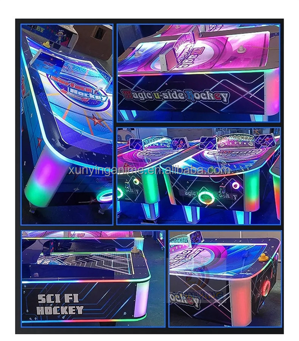 Plastic Coin Operated Curved Arcade Air Hockey Table machine Video Games Simulator